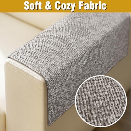 Couch Arm Covers, Sofa Arm Covers, Waterproof Armrest Cover for Sofa, Armchair, Loveseat, Non-Slip Recliner Arm Cover, Headrest Cover, Arm Chair Covers Set of 2 (Latte, 24"×20")