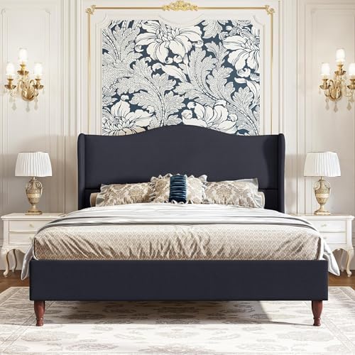 koorlian Full Size Upholstered Bed Frame with 51'' Tall Headboard Dark Navy