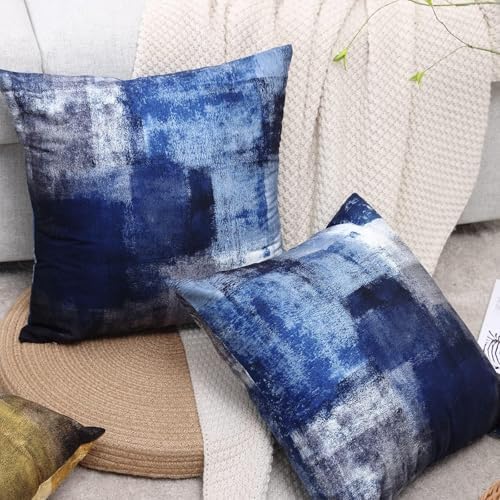 Throw Pillow Covers for Couch, 20x20 Inch, Set of 2, Dark Blue