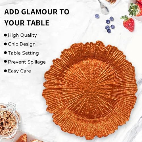 MAONAME Orange Charger Plates Set of 6, Reef Chargers for Dinner Plates