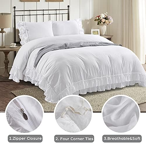 HIG 3 Piece Pre-Washed Off White King Duvet Cover Set