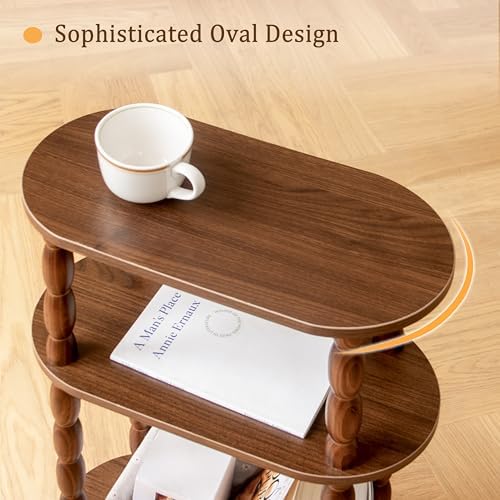 MaxSmeo Small Side Table, 3-Tier Narrow End Table, Wood Accent Table