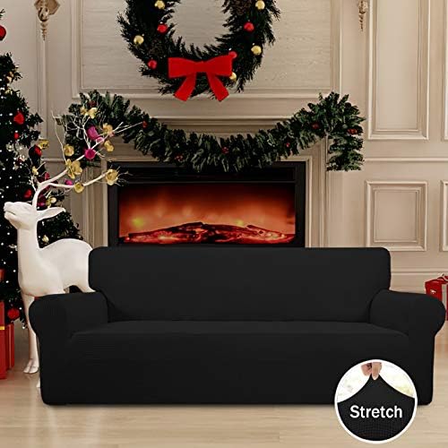 Easy-Going Stretch Oversized Sofa Couch Slipcover Washable Black