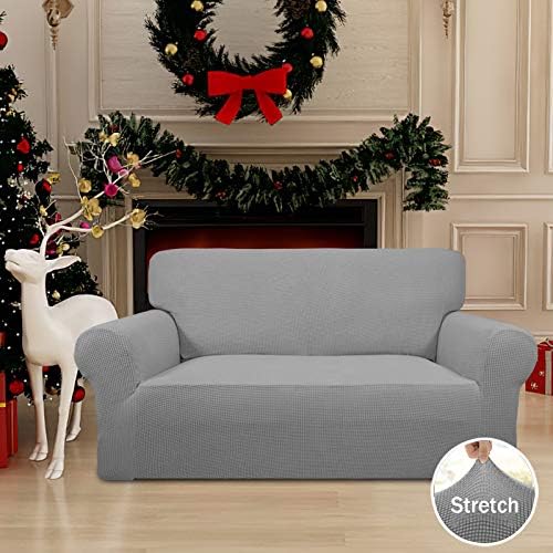 Easy-Going Stretch Loveseat Couch Covers Washable Light Gray