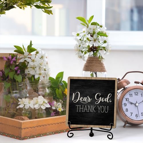 Modern Farmhouse Decor, Home Decor For Living Room, Boho Chic Aesthetic Shelf Decorations, Christian Dear God Sign, Farm House Entryway Tv Stand Fireplace Coffee Table Decoration (01)