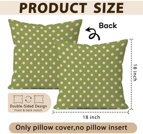 Cute Green Pink Polka Dot Room Decor Pillow Cover 18x18