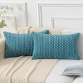 Kevin Textile Soft Corduroy 12"x20" Lumbar Pillow Covers 2 Pack, Light Blue