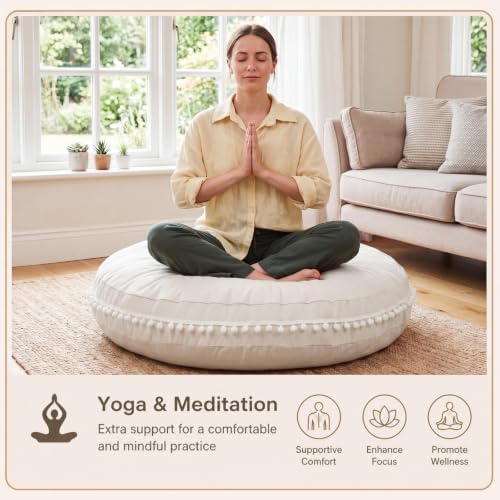 Jerify 40x40x5'' Large Reading Nook Floor Cushion, Oversized Cotton Pillow