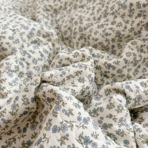 Shabby Chic Kids Duvet Cover Twin with Ruffles, Blue Floral Print