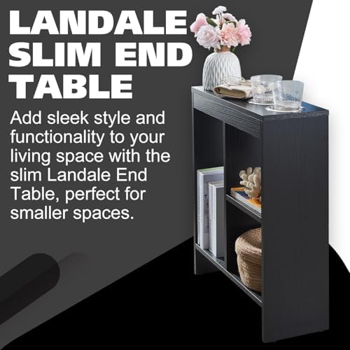 Kings Brand End Table with Magazine Rack, Side Table for Living Room, Black