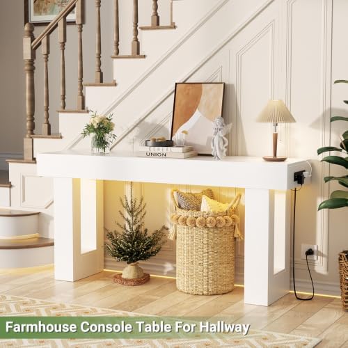 Unikito 63" Console Table with Sensor Light & AC Outlets with USB-C Ports