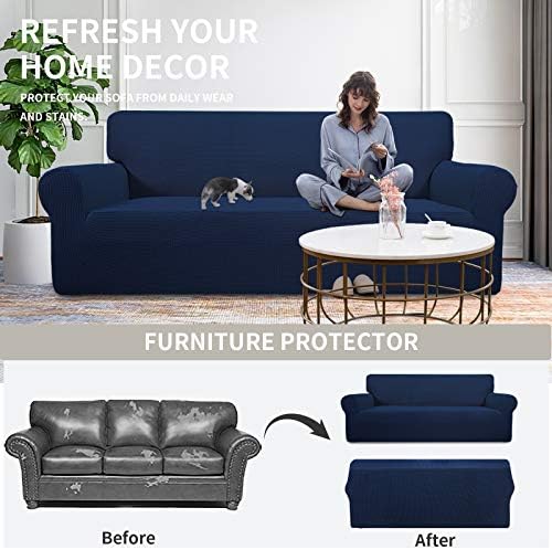 Easy-Going Stretch Oversized Chair Slipcover with Arm Washable Navy