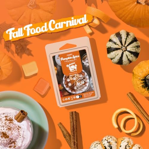 Salubrito Fall Scented Wax Melts, Strong Scented Soy Wax Cubes/Tarts Variety Set- Pumpkin Spice, Cinnamon, Spiced Cider, Snickerdoodle, Balsam Pine, Candy Corn, Fall Harvest, Apple Pie, 8x2.5oz