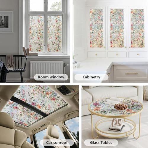 Ranzdn Window Privacy Film, Stained Glass Static Cling, 45.2" x 78.7"