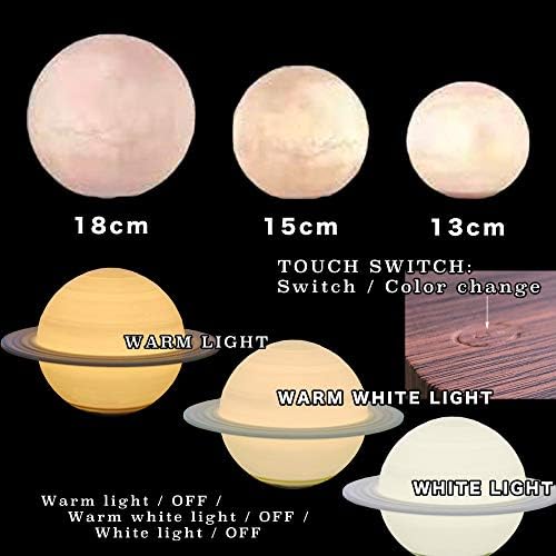 Night Light Moon Light Magnetic Floating Planet Lamp Interior 3D Print LED Bedside Nursing Creative Gift Table Lamp (18cm Pluto)