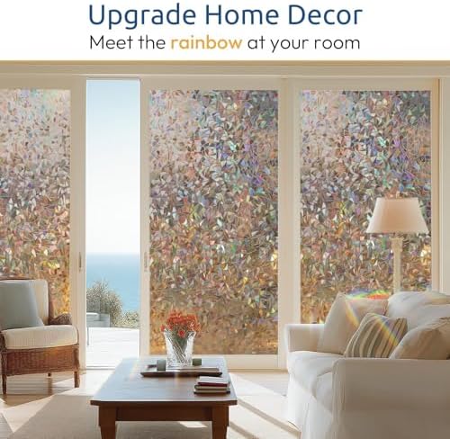 rabbitgoo Rainbow Window Privacy Film, Stained Cling, Brown, 23.6" x 157.4"