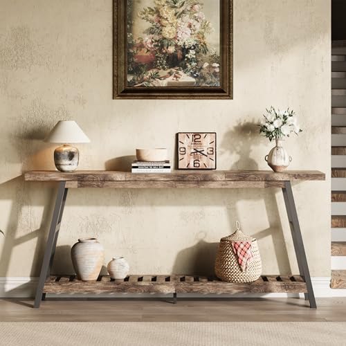 ChooChoo 70.9 Inch Long Console Tables for Entryway, Hallway Table, 2-Tier