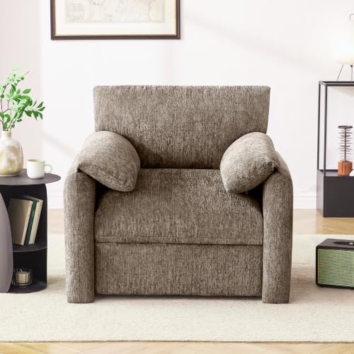 Howjoe 2 Pack Accent Chair for Living Room, Oversized Armchair, Brown