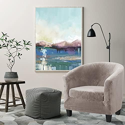 MIFXIN 2-Piece Velvet Tub Chair Covers with Cushion Cover Stretch Soft Removable Tub Chair Slipcovers Armchair Sofa Couch Furniture Protector for Living Room Club Bar Counter (Light Tan)