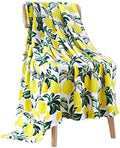 Soft Fleece Throw Blanket, Bohemian Boho Elegant Lemons and Leaves, 50x60