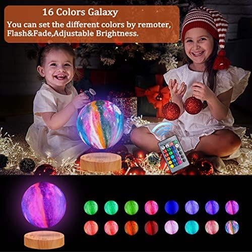 Levitating Moon Lamp, Floating Galaxy Moon Light Spinning 16 Colors LED Moon 3D Printing Magnetic Levitation Night Lights with Remote for Room Office Decoration Cool Gifts