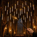 Enido 24 Pack Hanging Flameless Taper Candles with 2 Magic Wand Remotes, Battery Operated LED Floating Candles for Ceiling, Halloween Christmas Indoor Decor