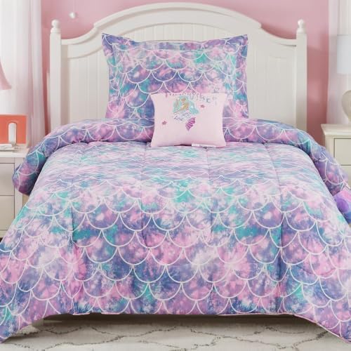 Queen Size Comforter Set for Girls-4 Pieces Mermaid Glow in the Dark