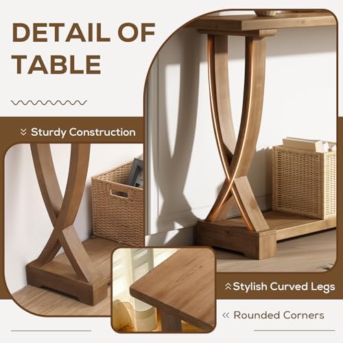 HOKYHOKY 63" Long Solid Wood Console Table, Narrow Behind Couch Sofa Table