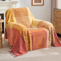 Boho Throw Blanket, Chenille Jacquard Couch Throw with Tassels