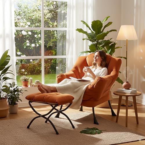 LITA Lazy Chair with Ottoman, Comfy Accent Reading Chair