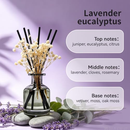 Brakula Reed Diffuser Set,Lavender Eucalyptus Scent,4.06fl oz Essential Oil