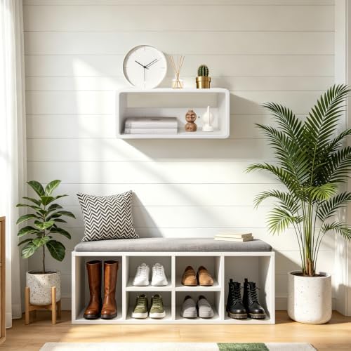 Floating Nightstand Wooden, Bedside Table, Nightstand Shelf, Handmade, Wall Mounted Bedside Shelf, Minimalist and Unique Style White 18”x 10”x 7.5”