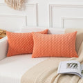 Kevin Textile Soft Corduroy 12"x20" Lumbar Pillow Covers 2 Pack, Coral Red
