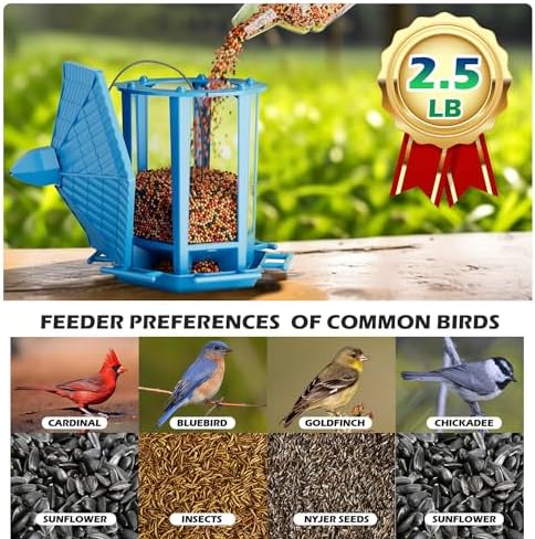 Birdream Bird Feeders for Outdoor Hanging, Fun Installation Pagoda Design Wild Birdfeeder, Attracting Wild Birds Sparrows Finch Cardinal Goldfinch Chickadee - Blue