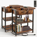Flip Top End Table with Charging Station Set of 2, 12" D x 21" W x 26" H