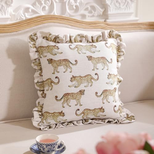 patdrea Designer Vintage Leopard Print Pillow Cover,18"x18",Set of 2