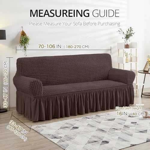 NICEEC Sofa Covers Brown Couch Cover Stretch Sofa Slipcovers with Skirt