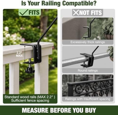 Kingsyard 2 Pack 10 Inch Medium Metal Deck Railing Hooks
