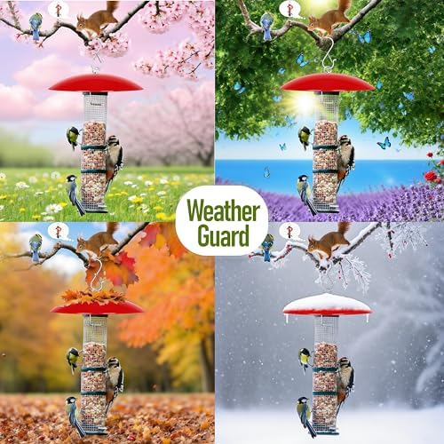 8" Bird Feeder Dome, Hummingbird Feeder Rain Guard, Bird Feeder Cover for Small Feeders, Protective Cover Work with Ant Guards（Red,2 Pack