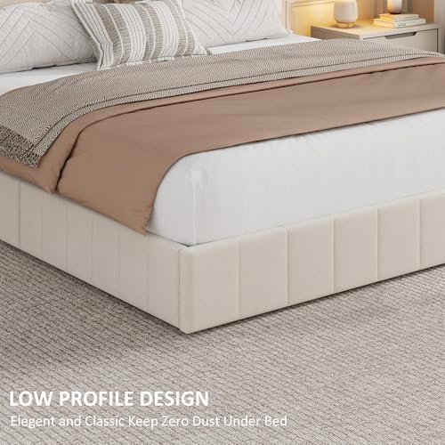 Garvee Queen Size Velvet Bed Frame with 4 Drawers, Adjustable Headboard