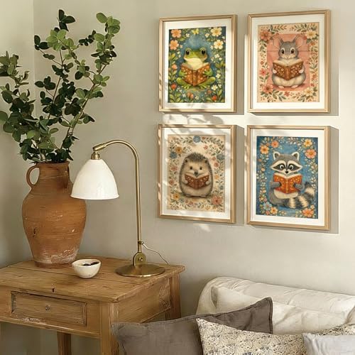 SkyCozy Reading Nook Decor, Woodland Animal Reading Wall Art Posters