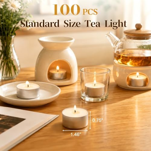 Tea Lights Candles 6 Hours, 100 Pack Palm Wax Tealight