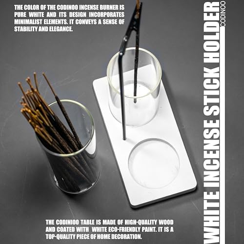 2 in 1 Incense Holder for Sticks Incense Burner Holder with Storage,Glass Upside Down Incense Holder for Sticks with Glass Ash Catcher for Meditation Yoga Spa Room Home Decor[White]