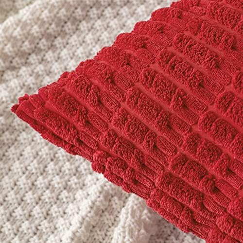 MIULEE Christmas Corduroy Decorative Pillow Covers 12x12 Red Pack of 2