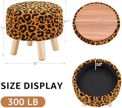 Wimarsbon Round Storage Ottoman,Footstool with Padded Seat and Wood Legs