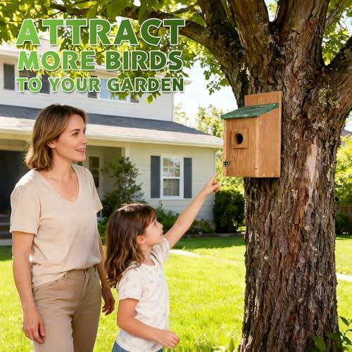 Gtongoko Recycled Plastic Bluebird Houses for Outside 1-1/2" Entrance Green