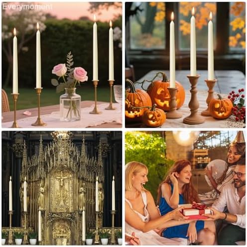 Everymoment Ivory Taper Candles - 36 Pack 10 Inch Candlesticks - Dripless & Smokeless Tapered Candle 8 Hours Unscented Cream Candle Sticks - Perfect for Wedding Holiday Dinner Party Home Decor