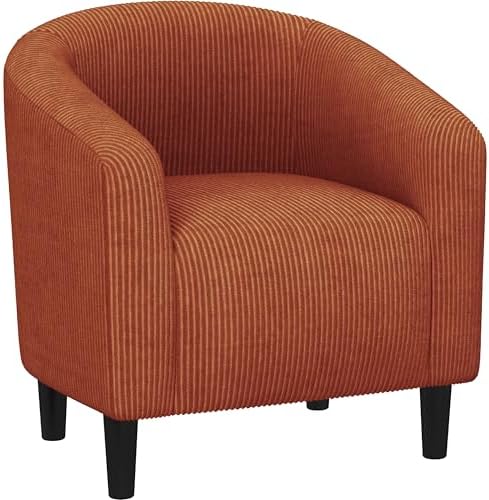Yaheetech Small 25.5in Wide Corduroy Barrel Accent Chair, Brick Red