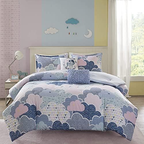 Intelligent Design Kids Cotton Vibrant Fun Blue Queen Duvet Cover Set, 5pc