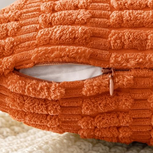MIULEE Euro Sham Fall Corduroy Decorative Throw Pillow Covers 22x22 Orange